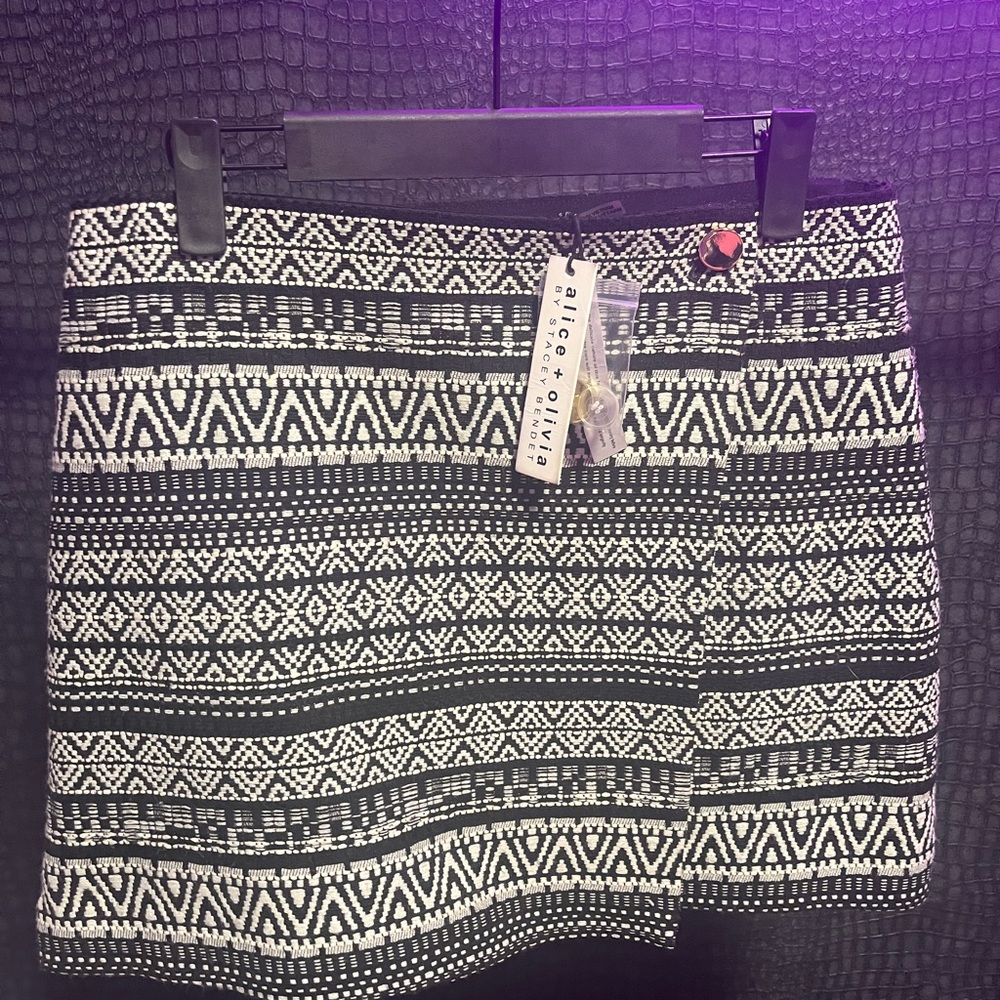 Alice + Olivia Renna Mix Stripe Button Wrap Skirt
